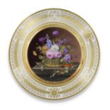 A S&#232;vres plate with flower still life, dated 1808