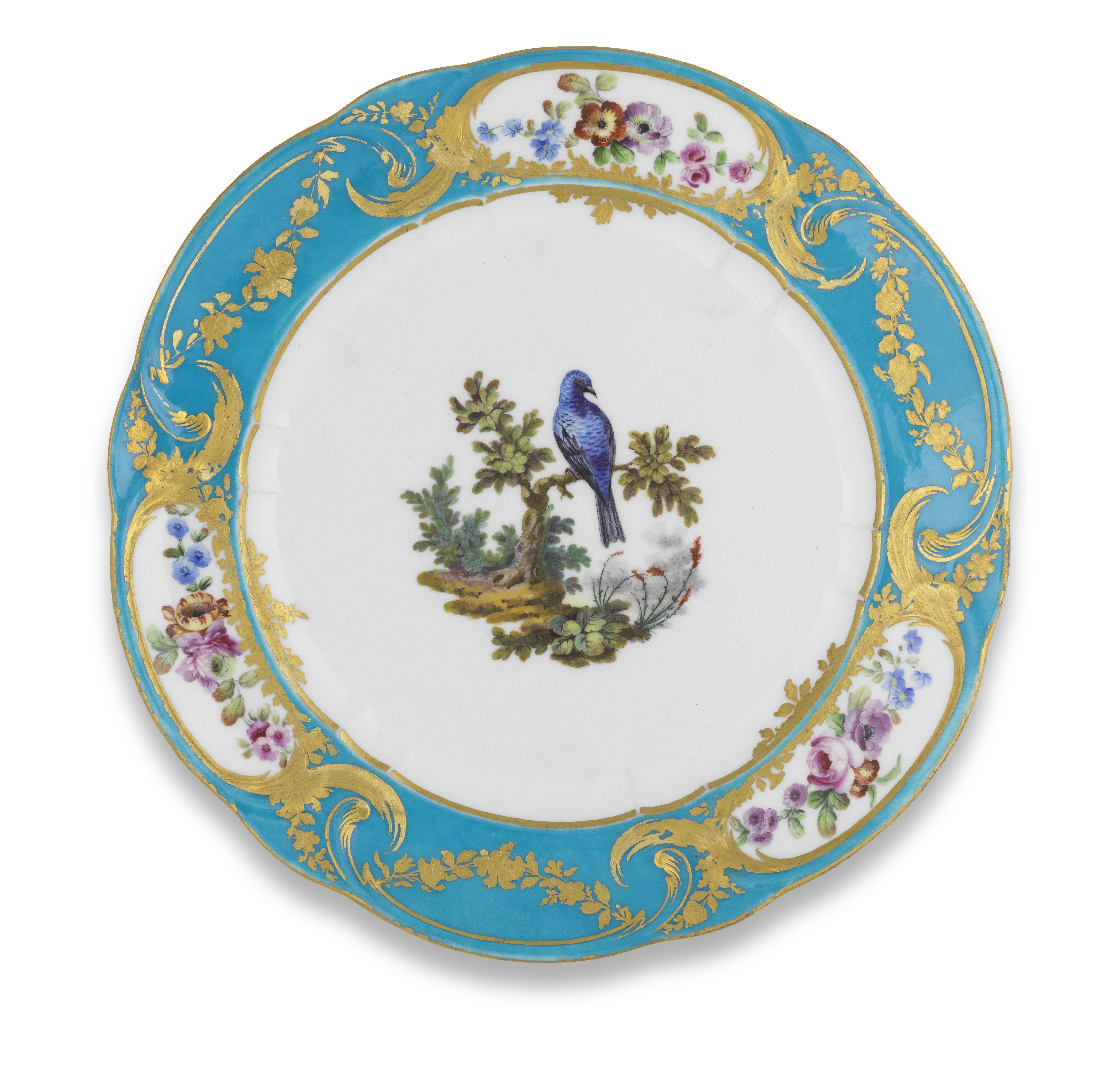 A S&#232;vres plate from the service for the baron de Breteuil, dated 1768
