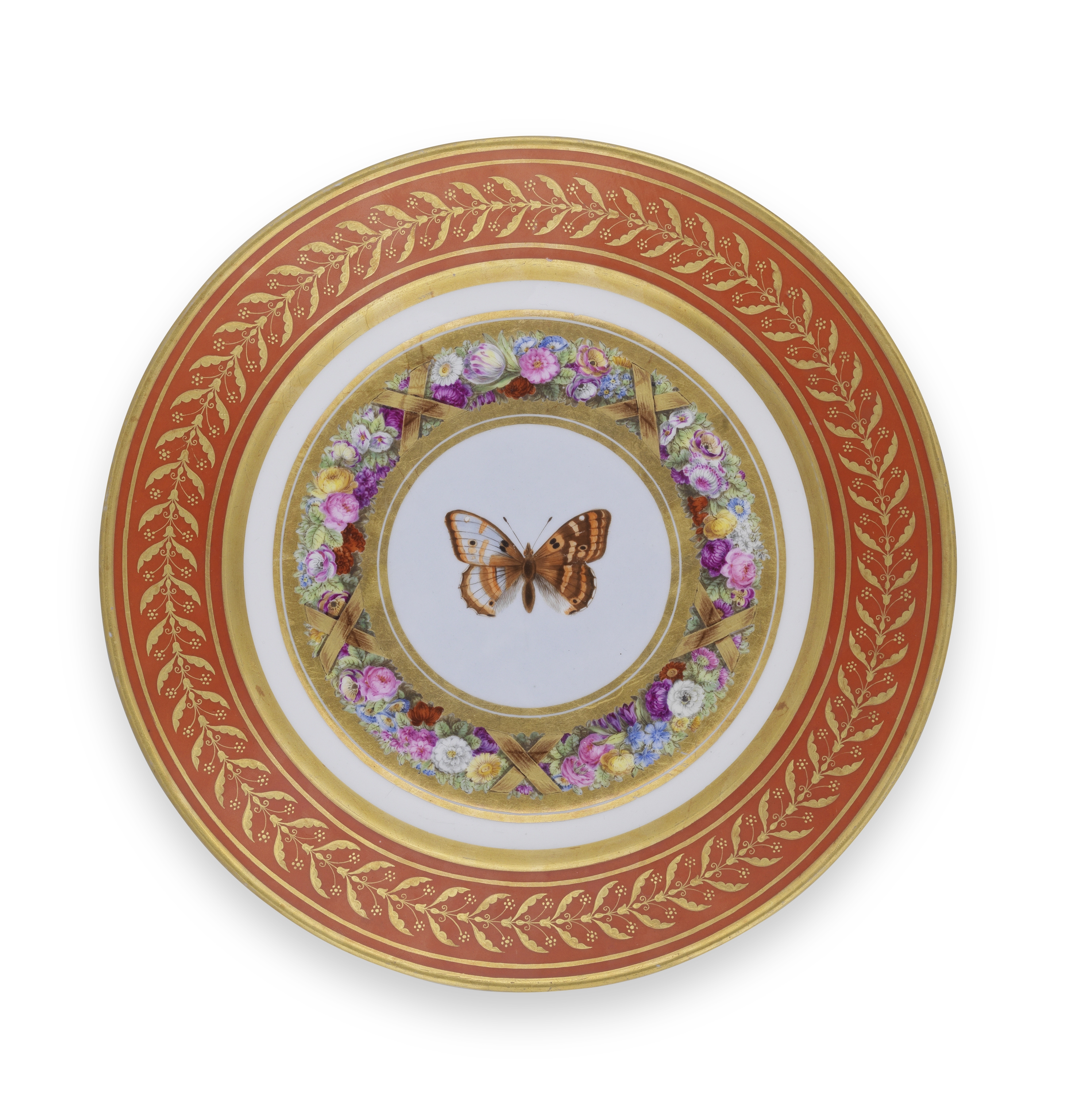 A S&#232;vres plate from the 'service de dessert marly rouge' for Emperor Napoleon I, circa 1809