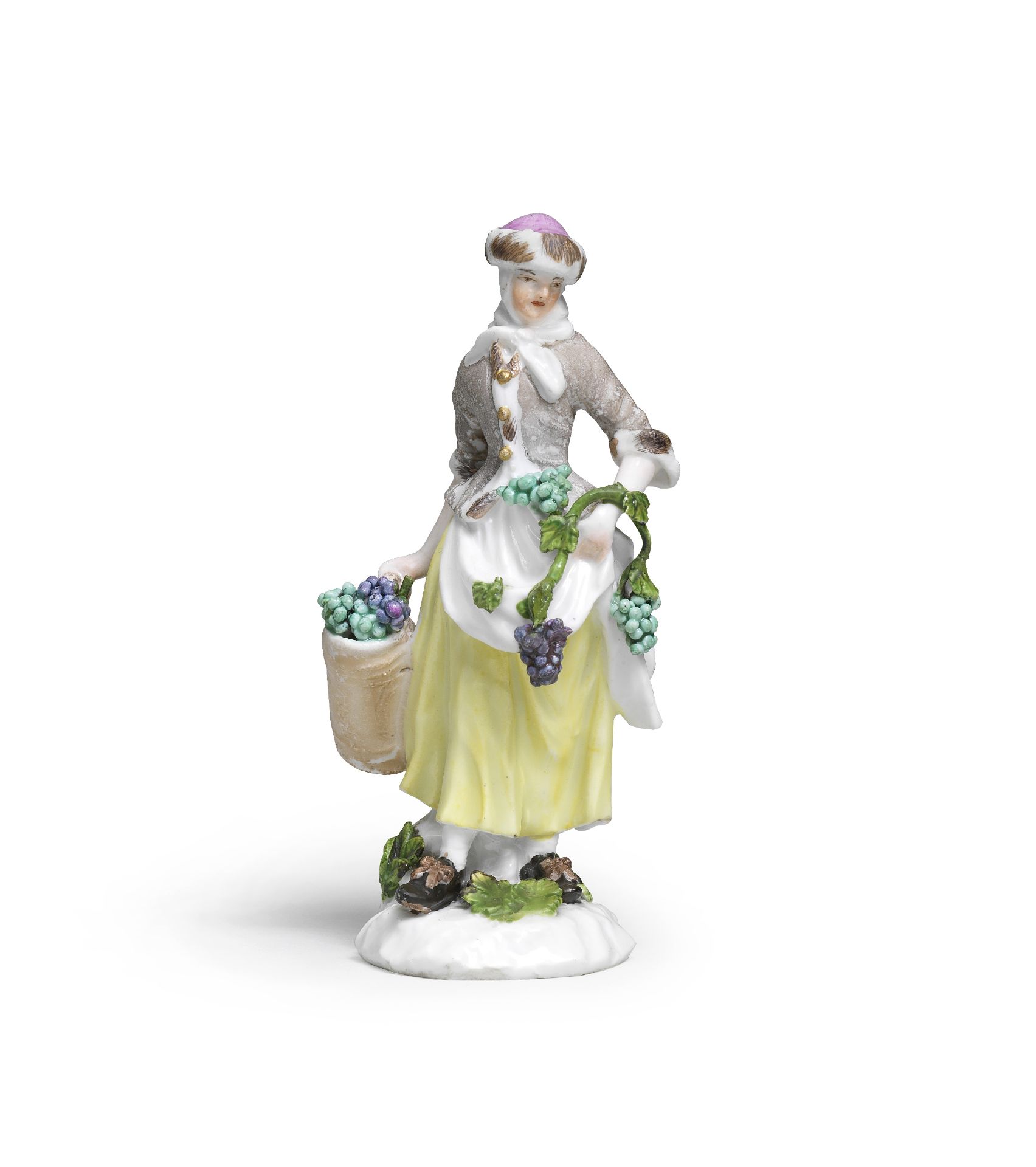 A Meissen figure of a female grape harvester, late 18th century