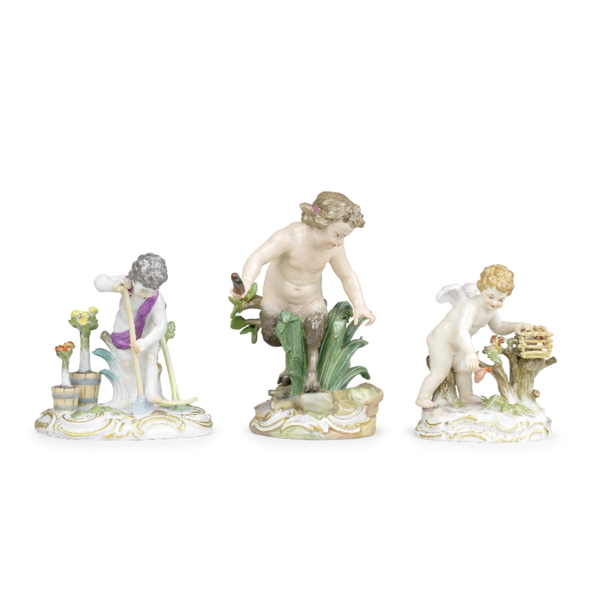 A Meissen group of the drunken Silenus, late 19th century, together with three Meissen figures, 1... - Bild 2 aus 2