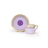 A S&#232;vres lilac-ground cup and saucer, circa 1828