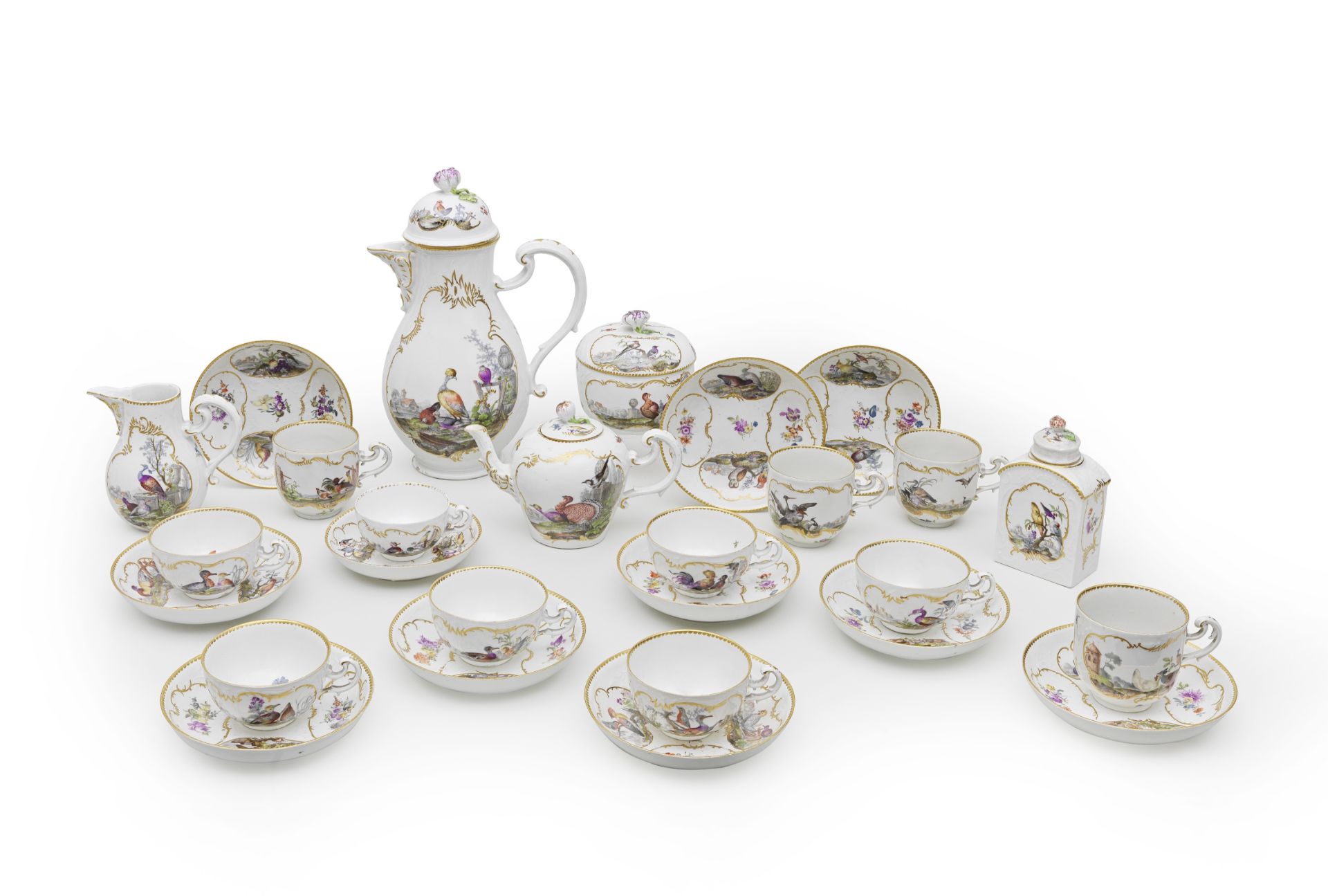 A Meissen part tea and coffee service, circa 1760