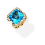 BLUE TOPAZ AND DIAMOND DRESS RING