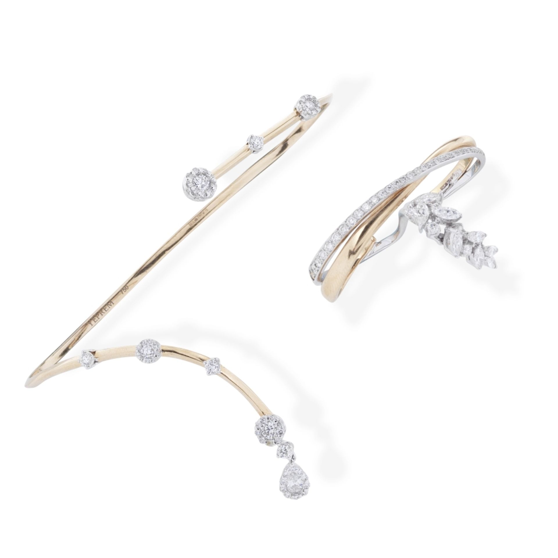 YEPREM: DIAMOND-SET BANGLE AND DOUBLE-FINGER RING (2) - Image 2 of 2