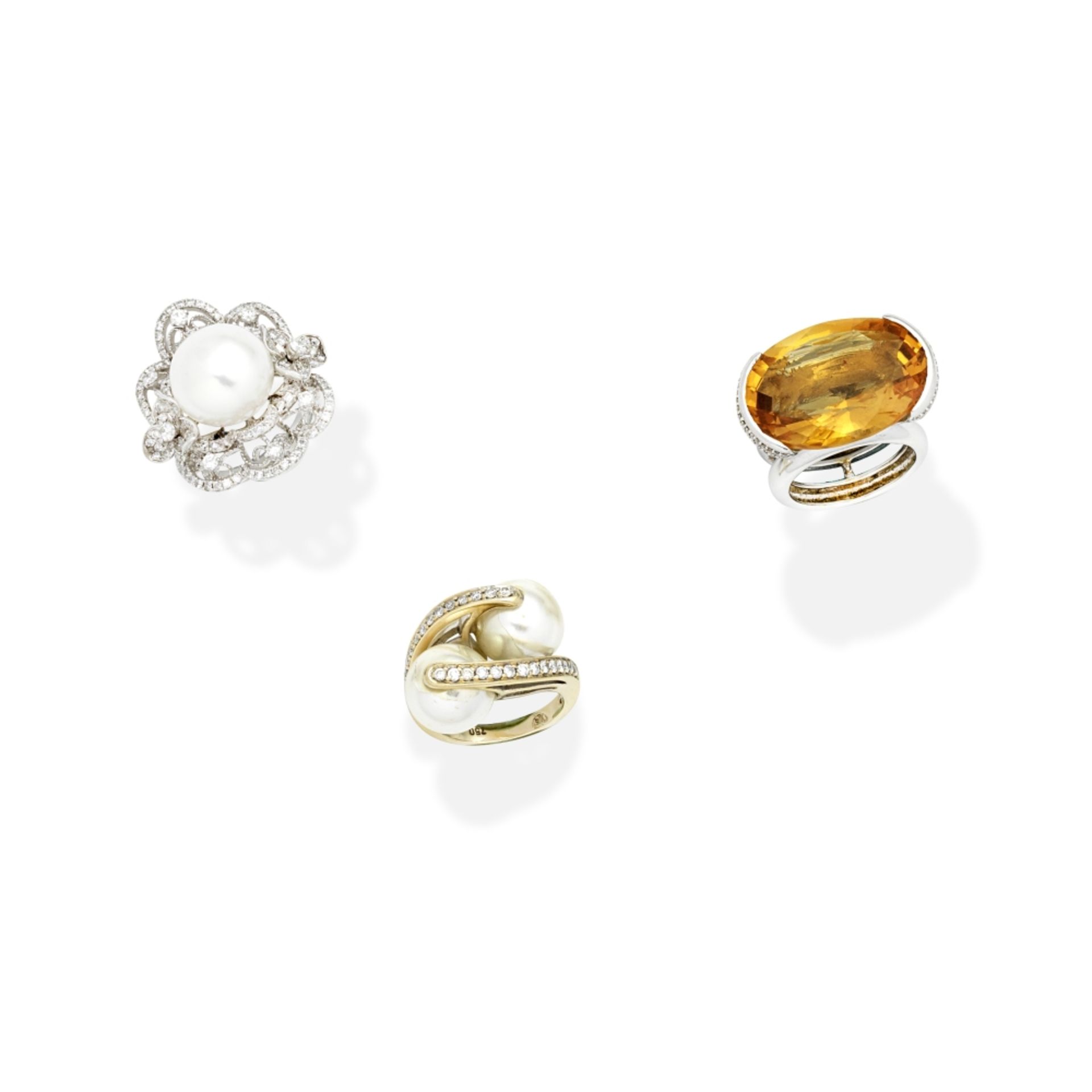 THREE GEM-SET RINGS (3)