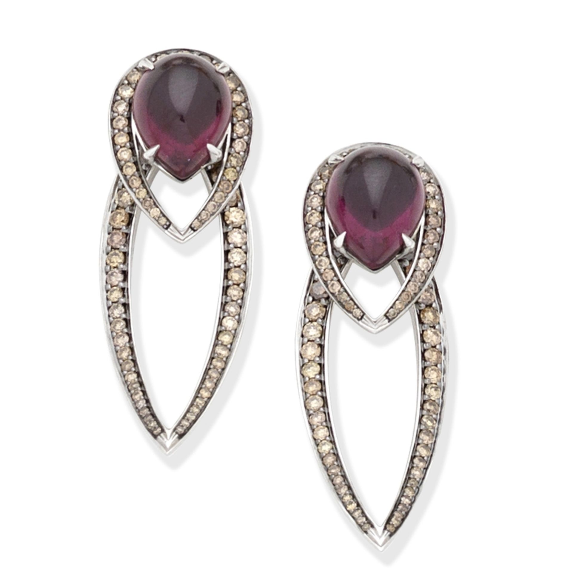 SHAUN LEANE: GEM-SET AND DIAMOND EARRINGS, - Image 2 of 2