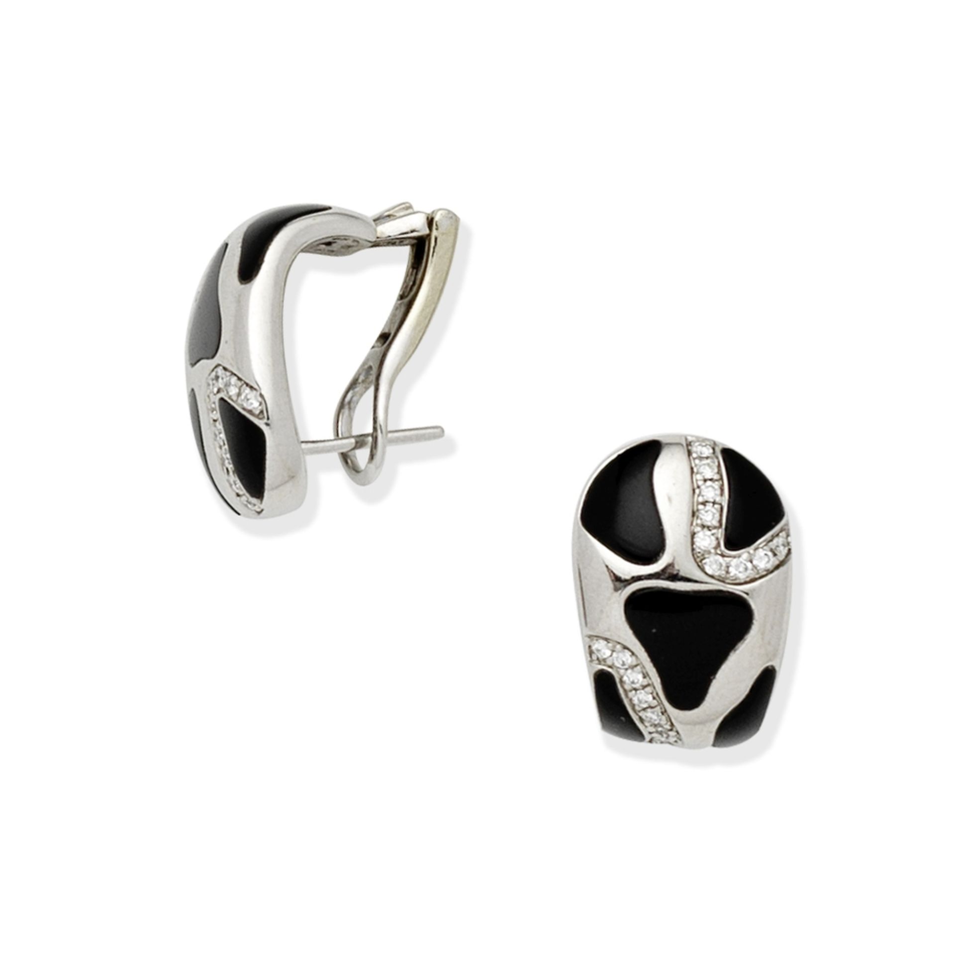 ROBERTO COIN: ENAMEL AND DIAMOND EARRINGS - Image 2 of 2