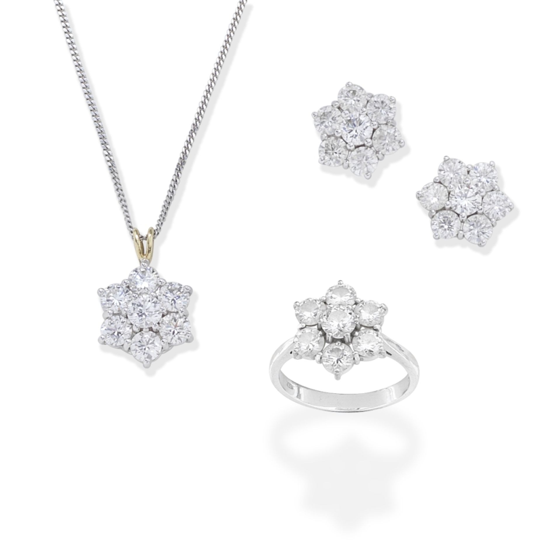 DIAMOND RING, EARRINGS AND PENDANT/NECKLACE (3)