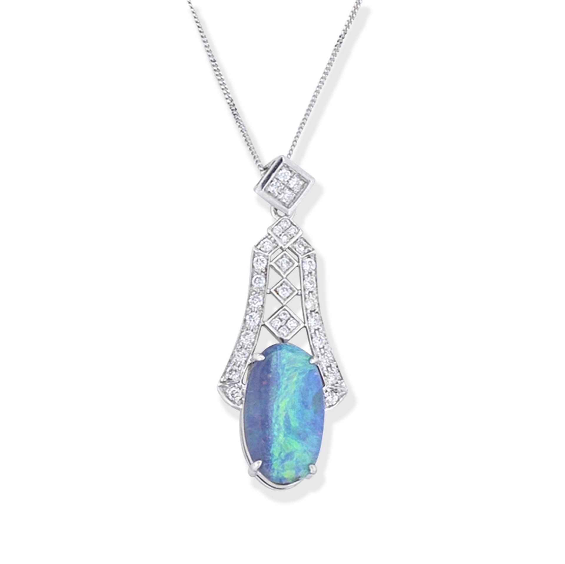 BOULDER OPAL AND DIAMOND PENDANT/NECKLACE - Image 2 of 2