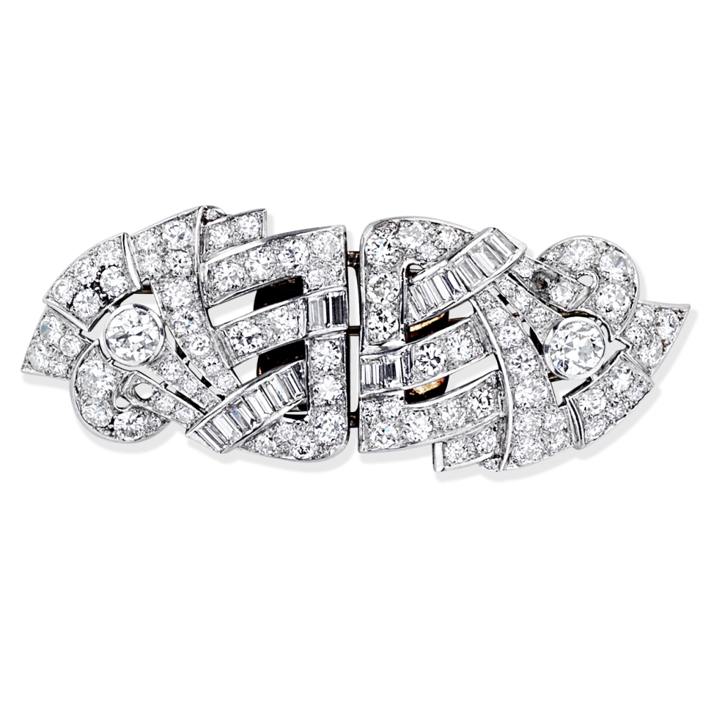 DIAMOND DOUBLE-CLIP BROOCH,