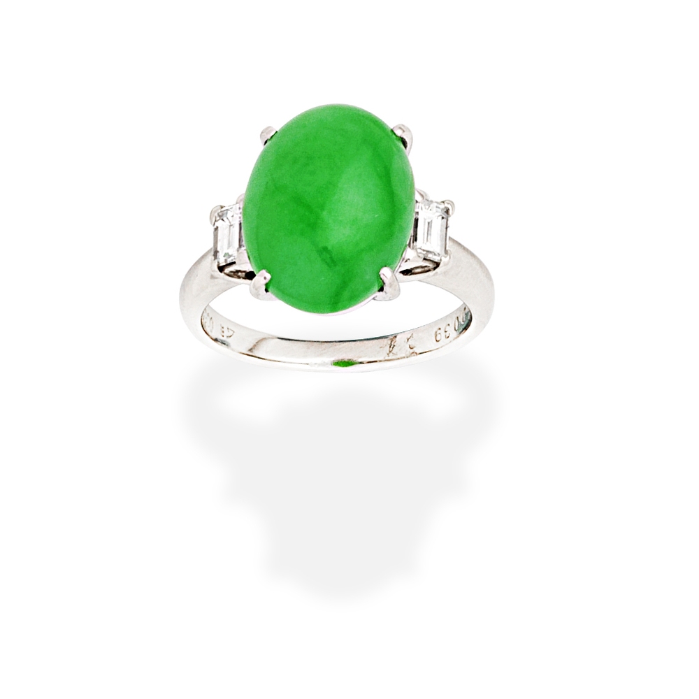 JADE AND DIAMOND RING - Image 2 of 2