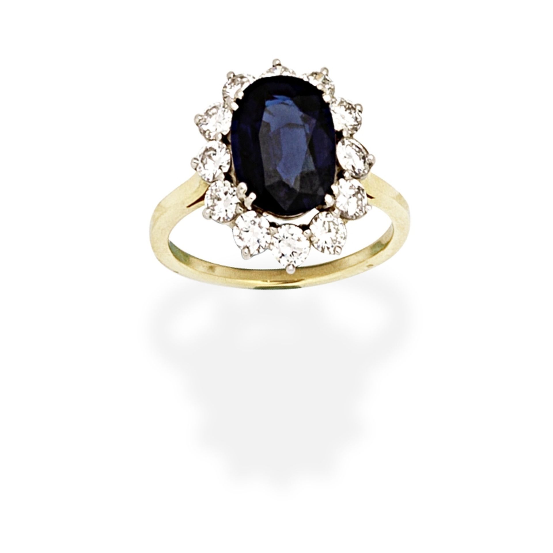 SAPPHIRE AND DIAMOND CLUSTER RING