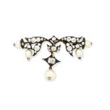 PEARL AND DIAMOND BROOCH,