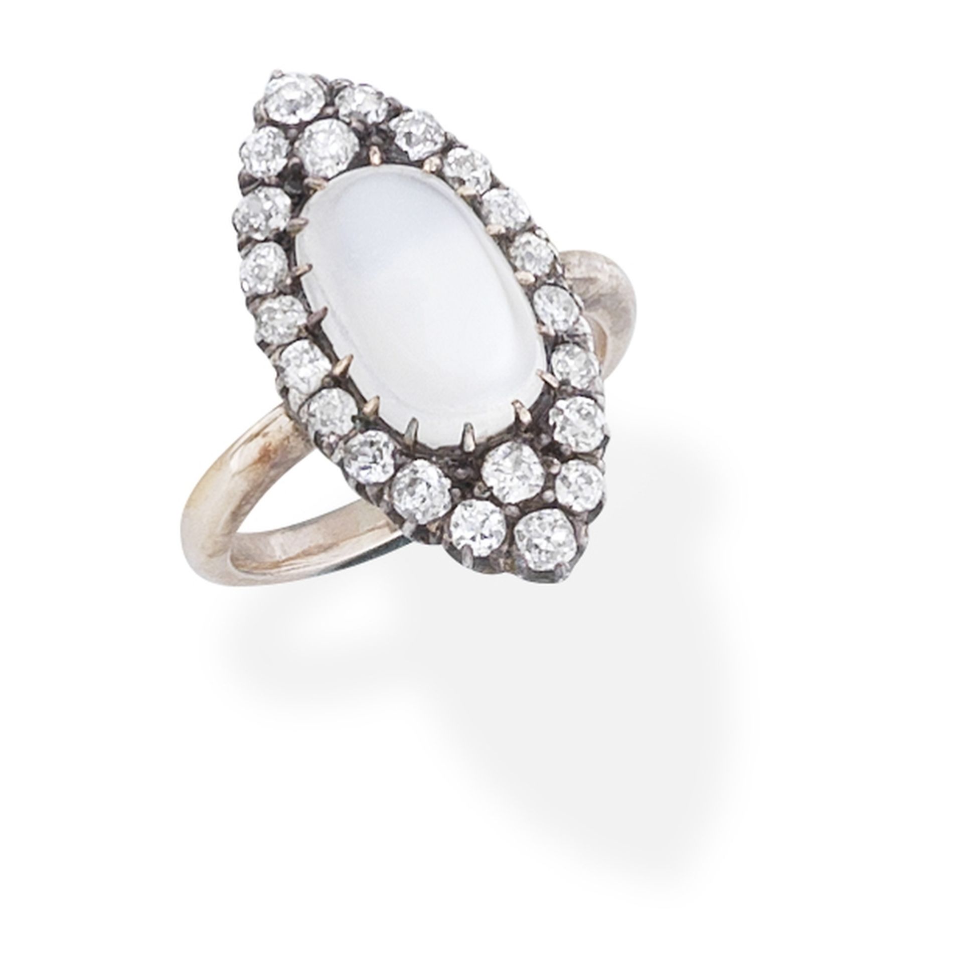 MOONSTONE AND DIAMOND RING,