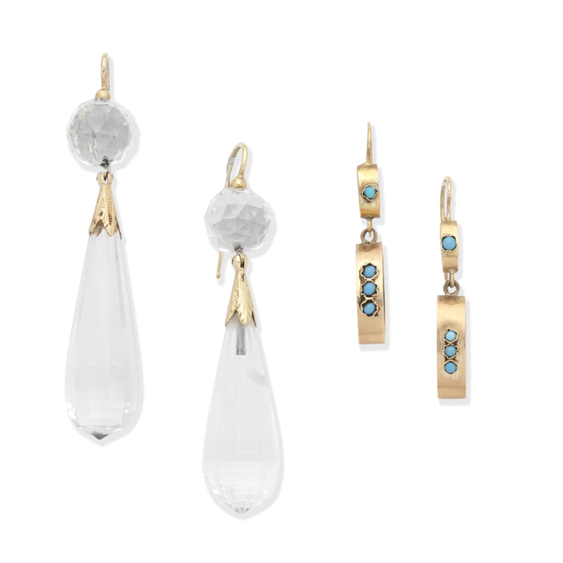 TWO PAIRS OF GEM-SET EARRINGS (2)