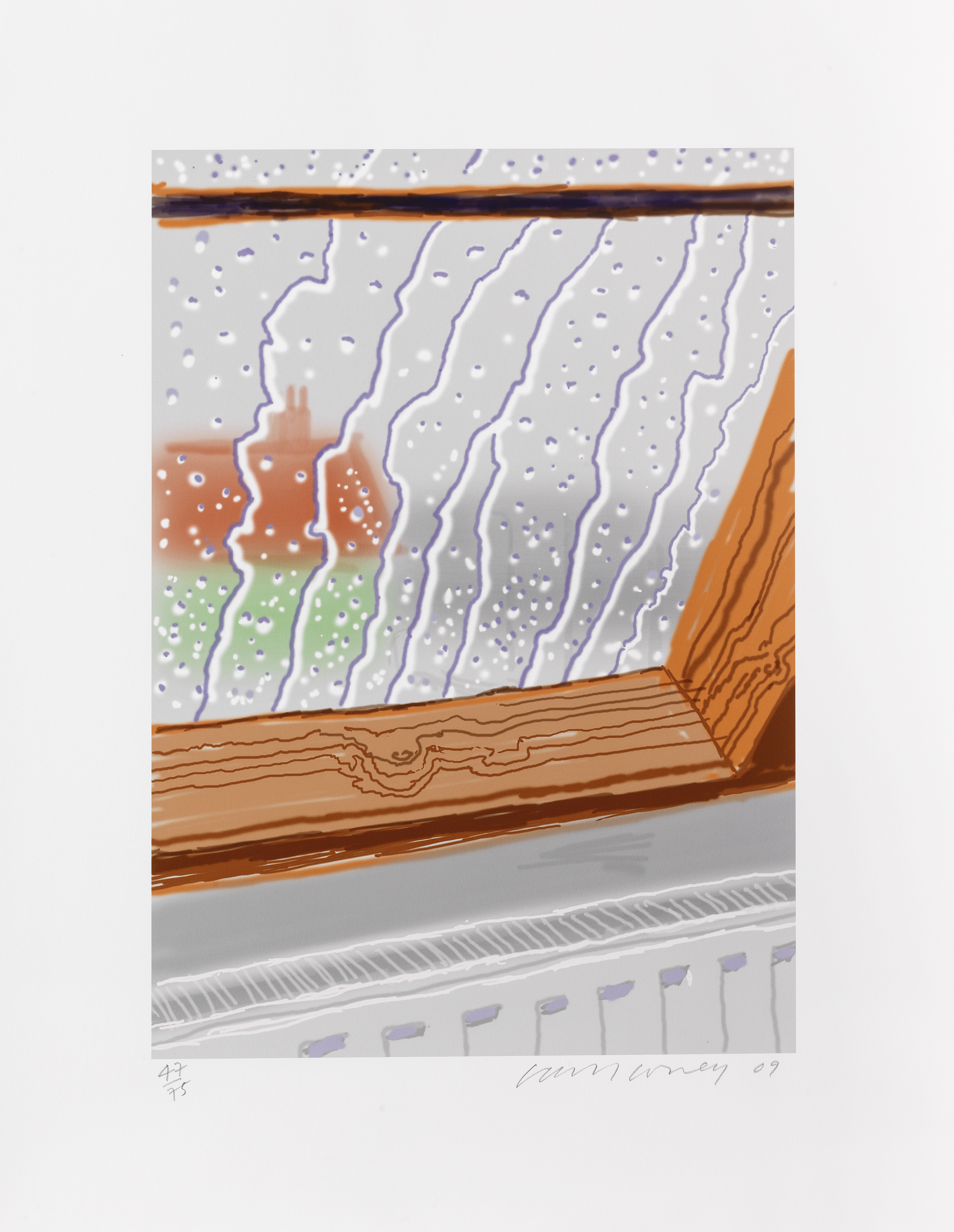 David Hockney (born 1937) Rain on the Studio Window Inkjet printed computer drawing, 2009, on Eps...