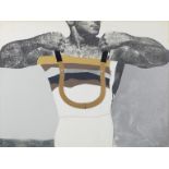 Richard Hamilton (1922-2011) Adonis in Y fronts Screenprint in colours, 1963, on TH Saunders wov...