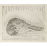 L&#233;onard Tsuguharu Foujita (1886-1968) Chat Allong&#233;, from Les Chats Etching with aquatin...