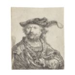 Rembrandt Harmensz van Rijn (1606-1669) Self-Portrait in a velvet Cap with Plume Etching, 1638, o...