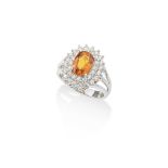 BAGUE SAPHIR ORANGE ET DIAMANTS