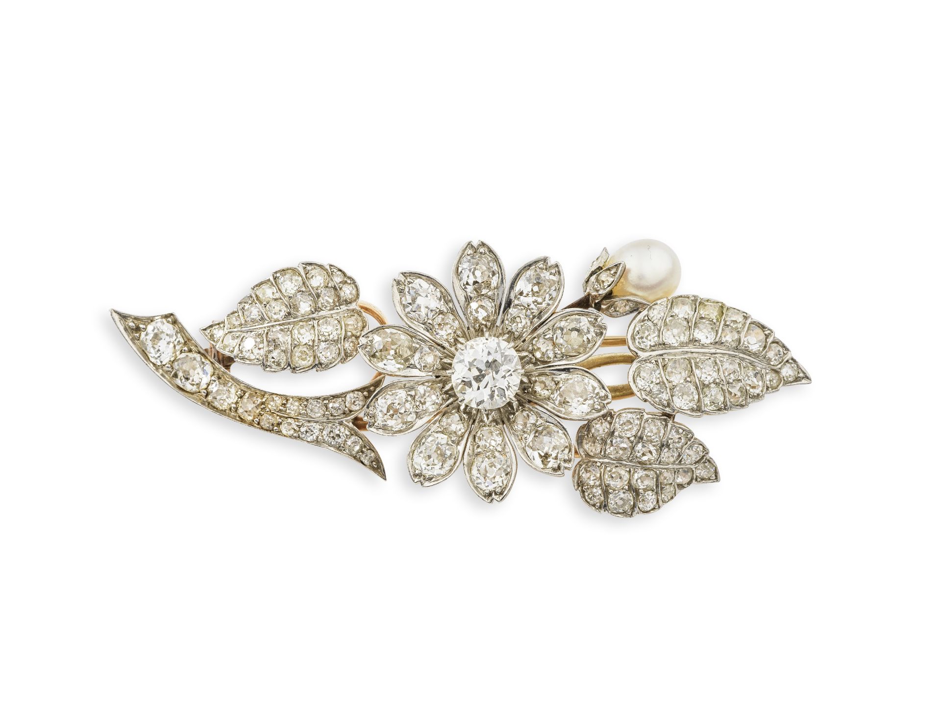 BROCHE PERLE ET DIAMANTS, VERS 1920