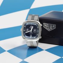 Heuer. A square stainless steel automatic calendar chronograph bracelet watch Silverstone Blue '...