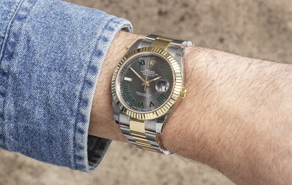 Rolex. A stainless steel and 18K gold automatic calendar bracelet watch Datejust 41 'Wimbledon',... - Image 2 of 2