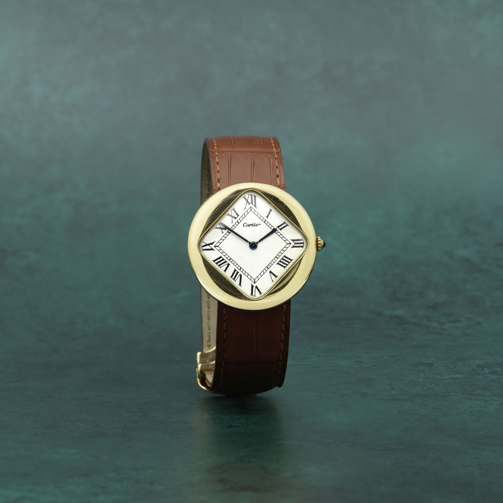 Cartier. A very fine and rare 18K gold manual wind wristwatch offered on behalf of the original o...