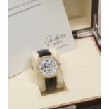 Glash&#252;tte Original. A fine Limited Edition 18K rose gold skeletonised manual wind wristwatch...