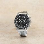 Omega. A stainless steel manual wind chronograph bracelet watch offered on behalf of the family o...
