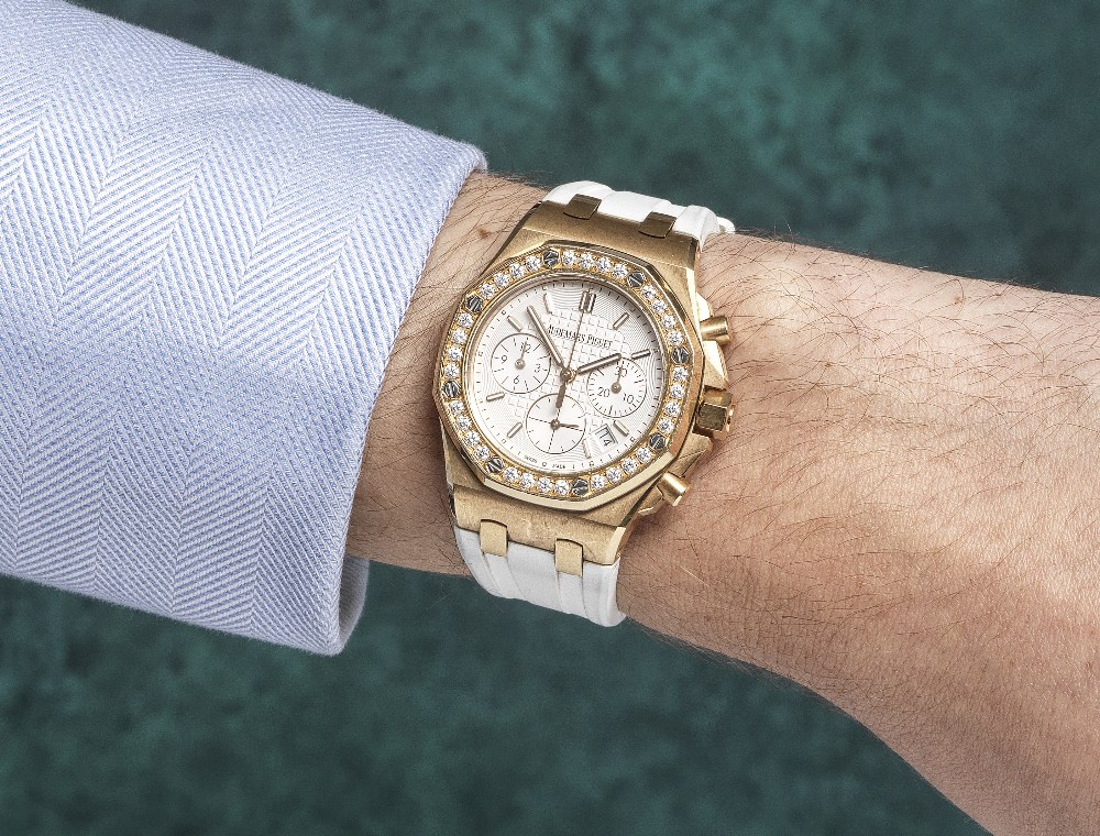 Audemars Piguet. A fine 18K rose gold and diamond set automatic calendar chronograph wristwatch ... - Image 2 of 2