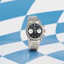 Heuer. A stainless steel manual wind chronograph bracelet watch Carrera 'Panda', Ref: 7753, Circ...