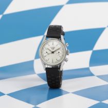 Heuer. A rare stainless steel manual wind chronograph wristwatch Carrera 'Blue', Ref: 3647D, Cir...