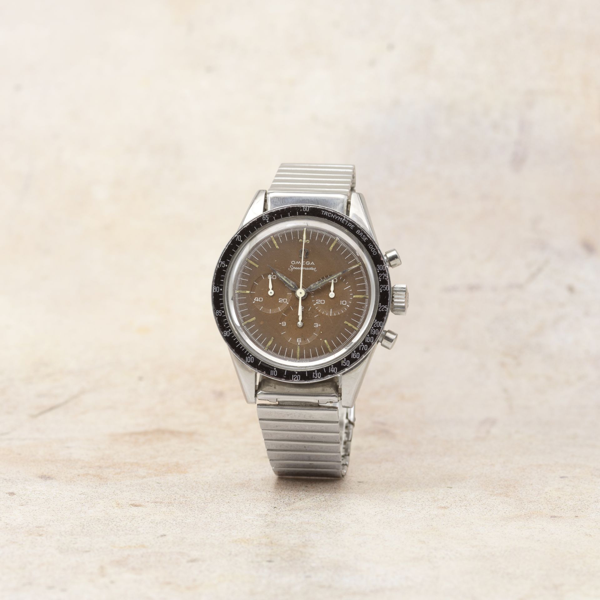 Omega. A rare stainless steel manual wind chronograph bracelet watch with tropicalised dial from ...