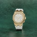 Audemars Piguet. A fine 18K rose gold and diamond set automatic calendar chronograph wristwatch ...