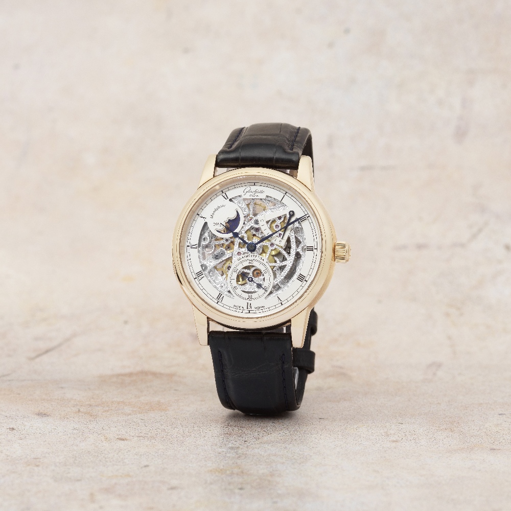 Glash&#252;tte Original. A fine Limited Edition 18K rose gold skeletonised manual wind wristwatch... - Image 3 of 3