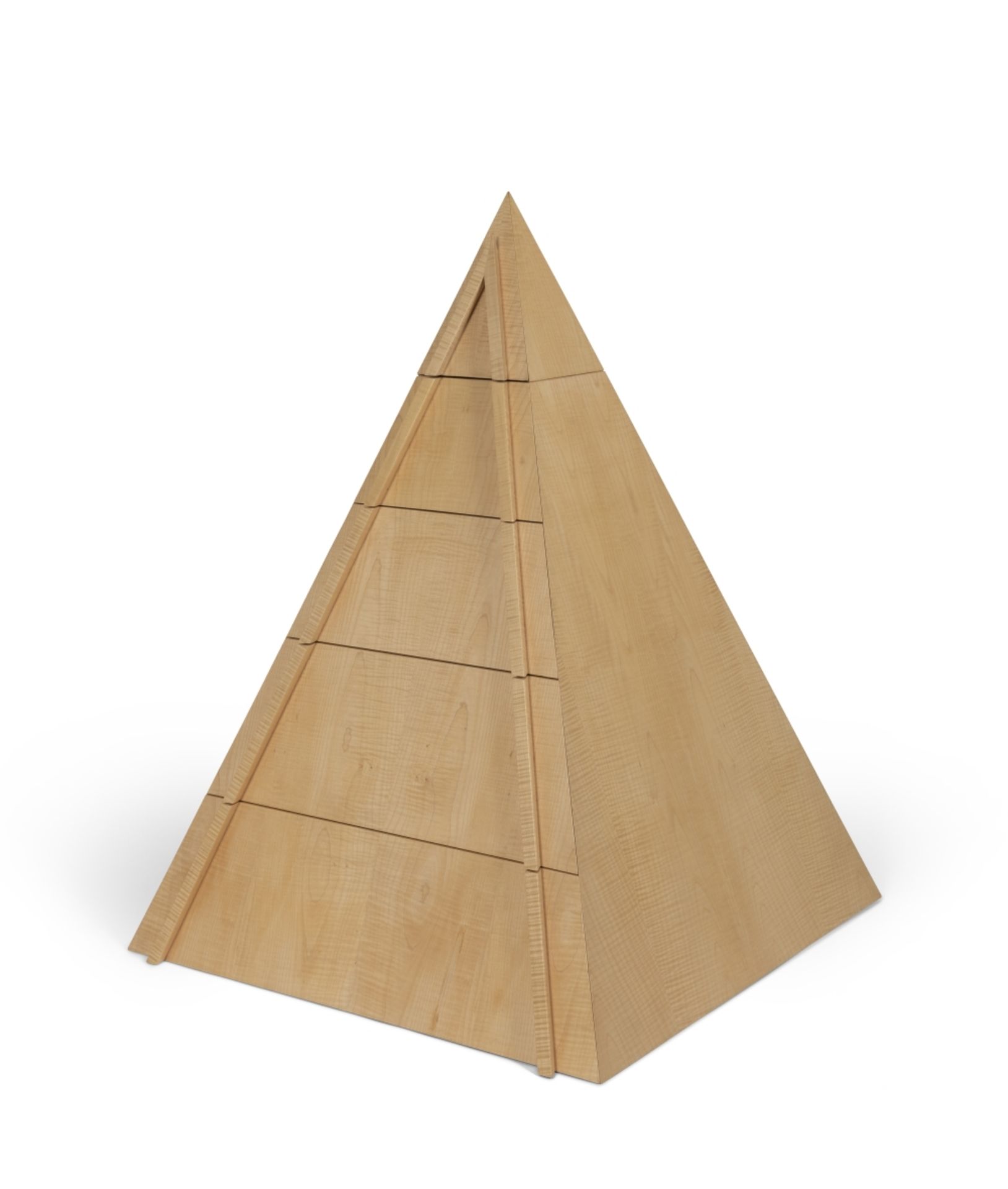 A ripple sycamore 'Pyramid' cabinet Designed by Sir Terence Conran, made by Benchmark Furniture