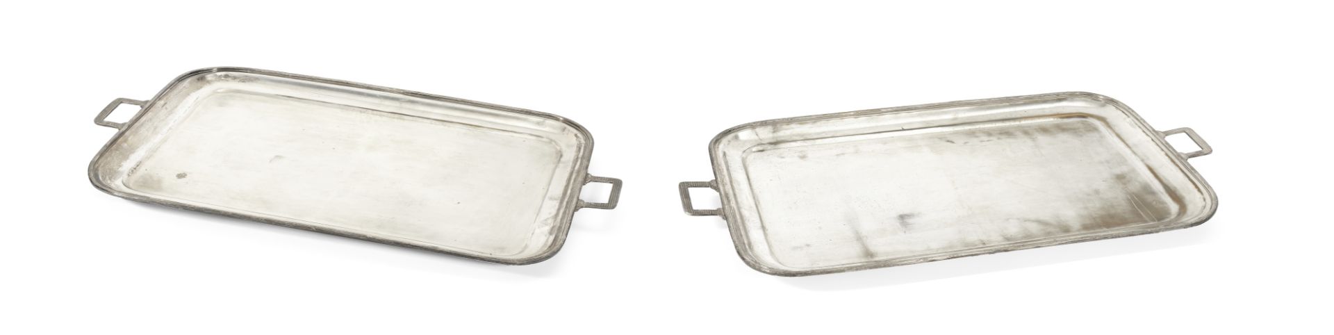 A pair of large silver-plated butler's trays 20th century (2)
