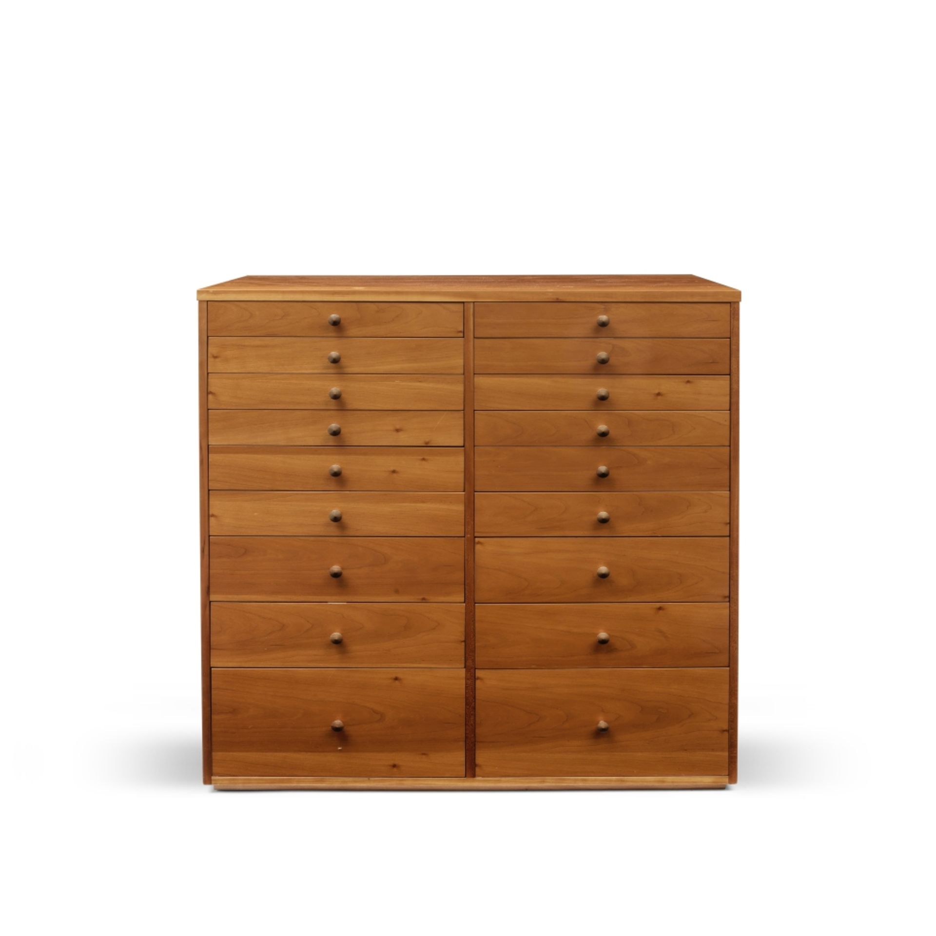 A cherrywood collector's or plan chestExclusively designed by Sir Terence Conran for Lady Conran,...