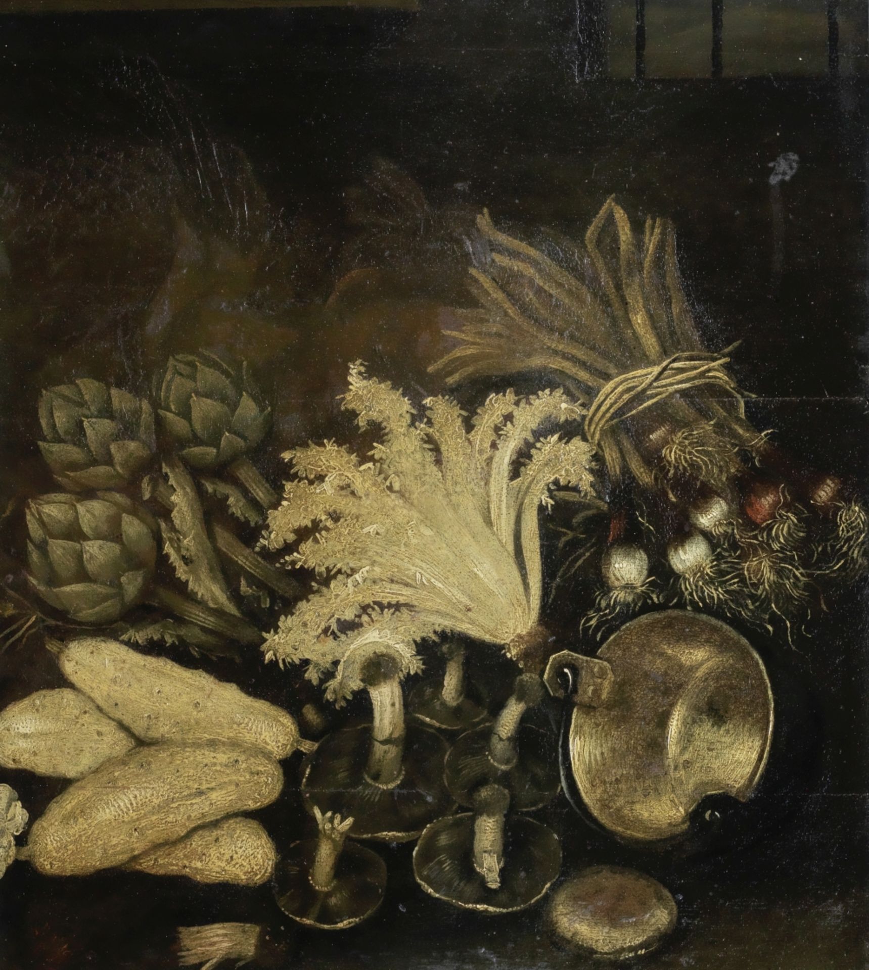 Continental School (20th century) A still life of vegetables (Together with a further still life...