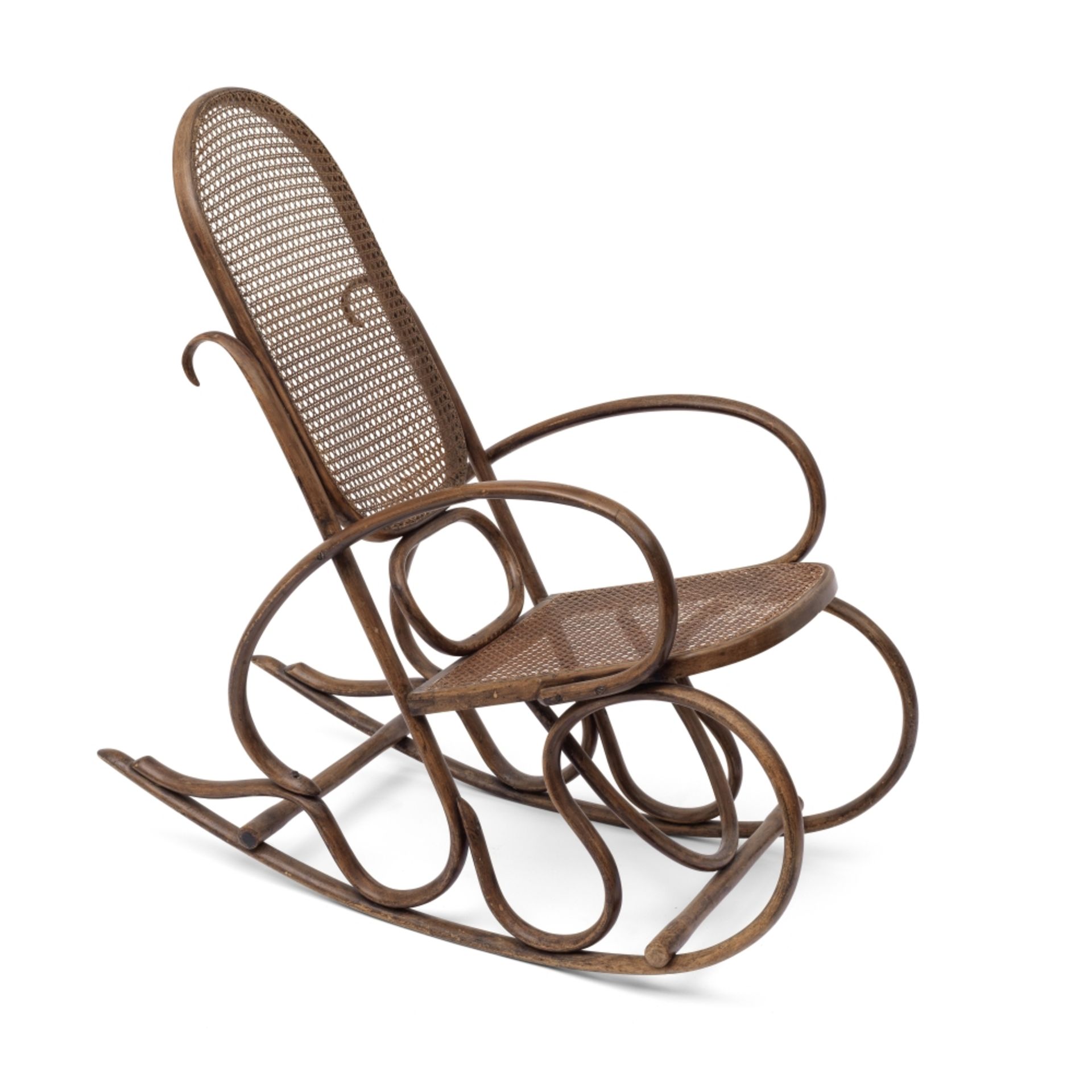 An Austrian bentwood rocking chair In the manner of Thonet