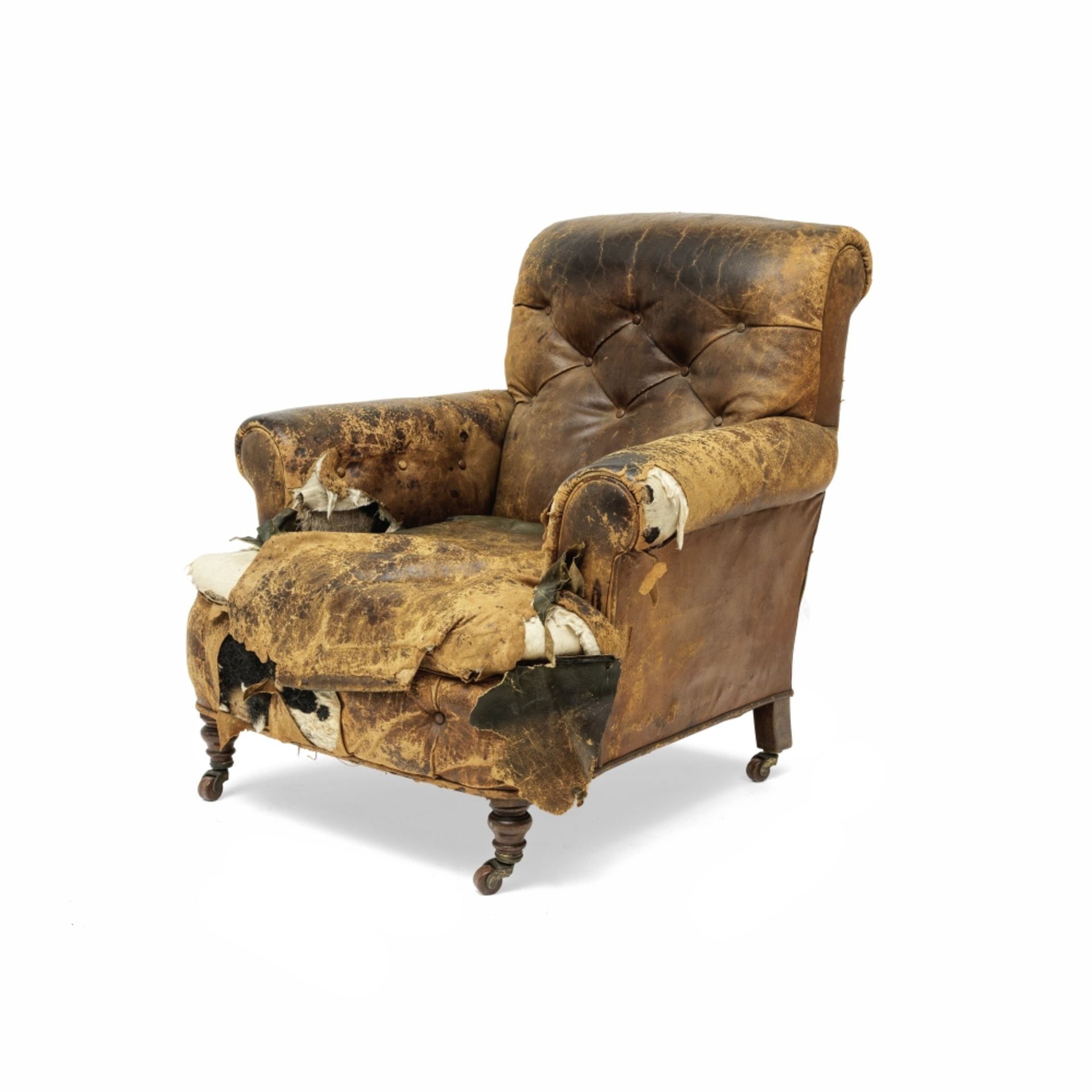 A late Victorian leather upholstered club armchair