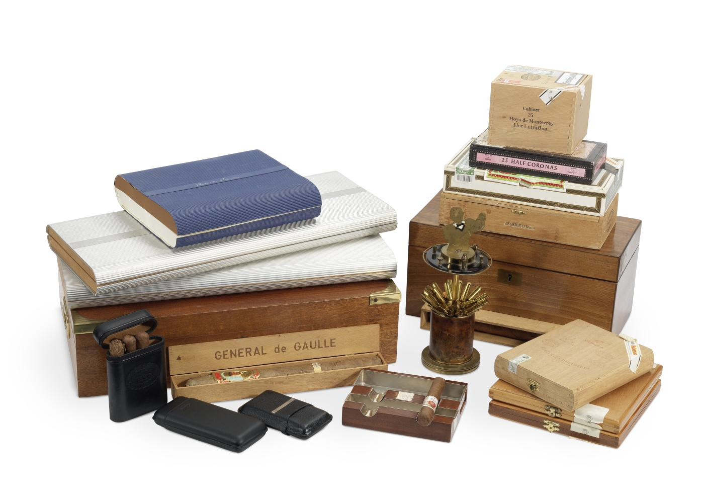 A large collection of cigar humidors and smoking accessories belonging to Sir Terence Conran (qty)