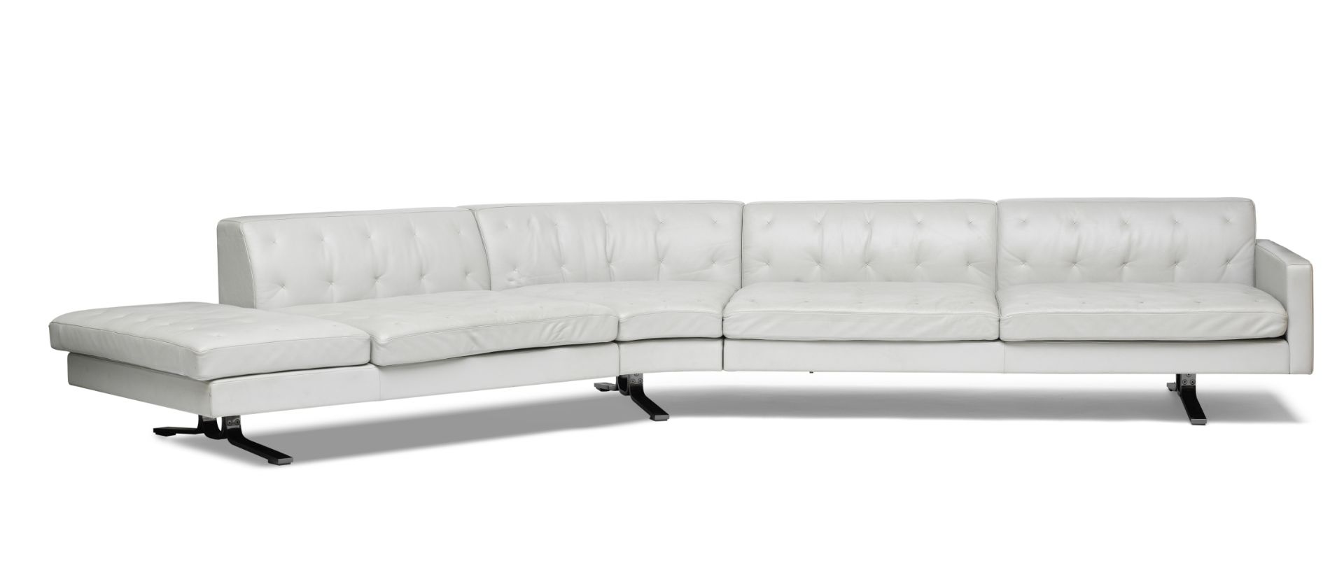 A large grey leather upholstered Kennedee sofa Designed by Jean-Marie Massaud, made by Poltrona Frau