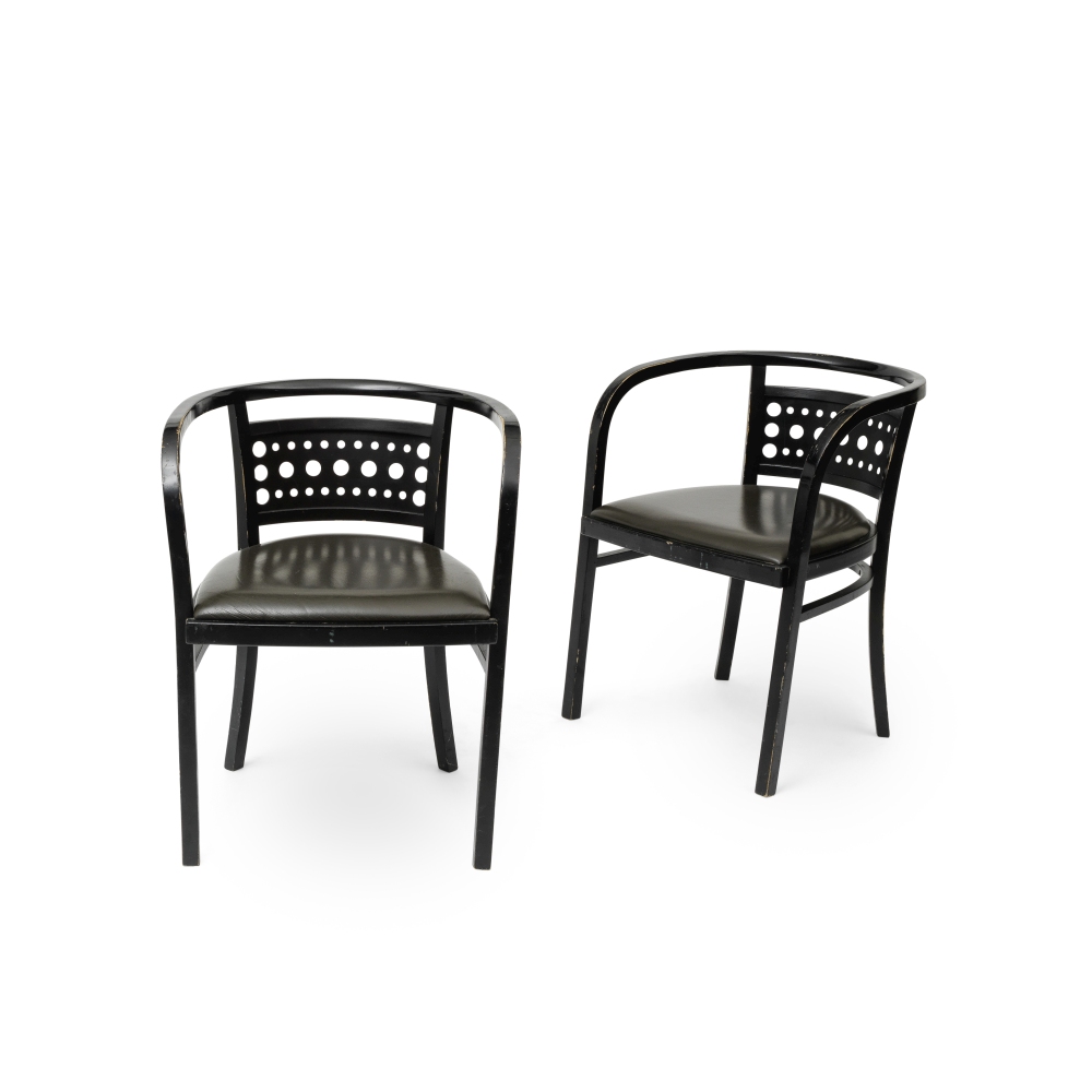 Josef Hoffmann (Austrian, 1870-1956) A set of twelve ebonised Viennese Secessionist armchairs (12)