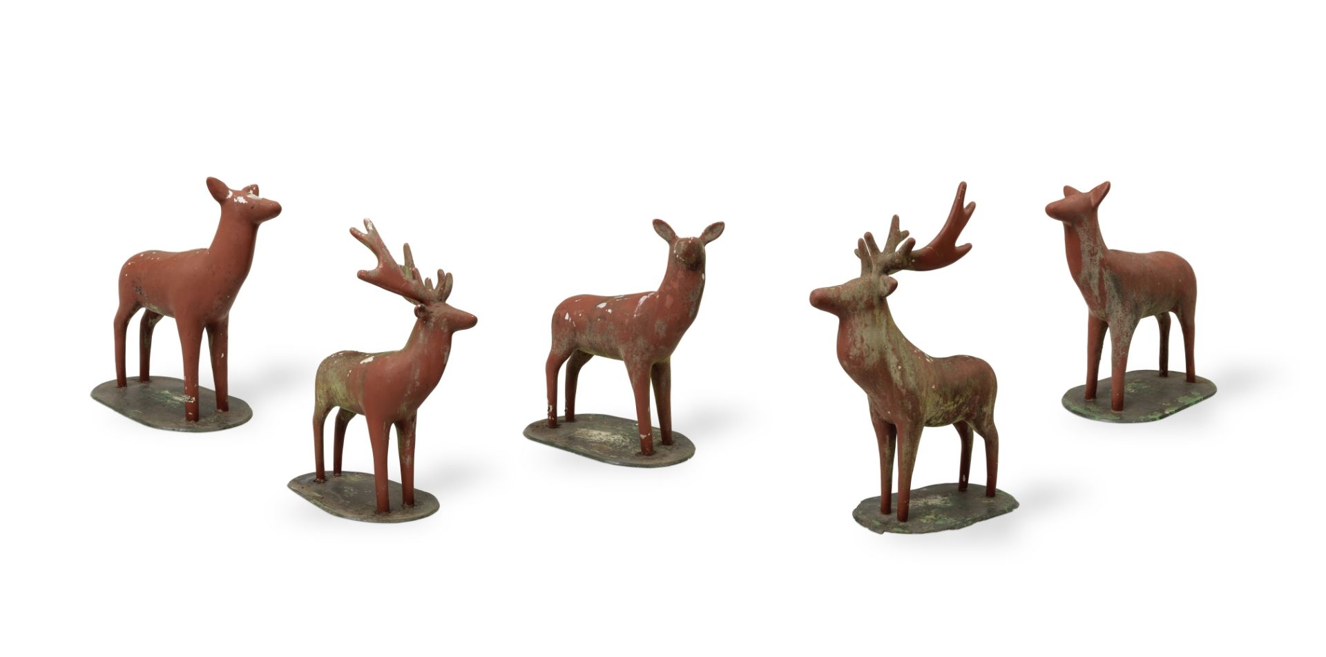 Nicholas Monro (British, 1936 - 2022) A herd of painted fibreglass Fallow deer (5)