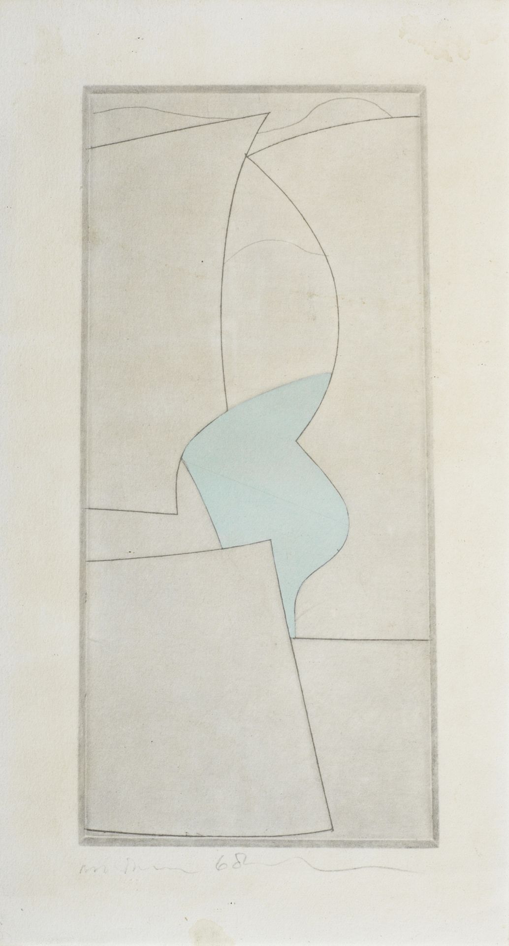 Ben Nicholson O.M. (British, 1894-1982) Still Life in Blue, 1968 Plate 26.5 x 12.5cm (10 7/16 x 4...