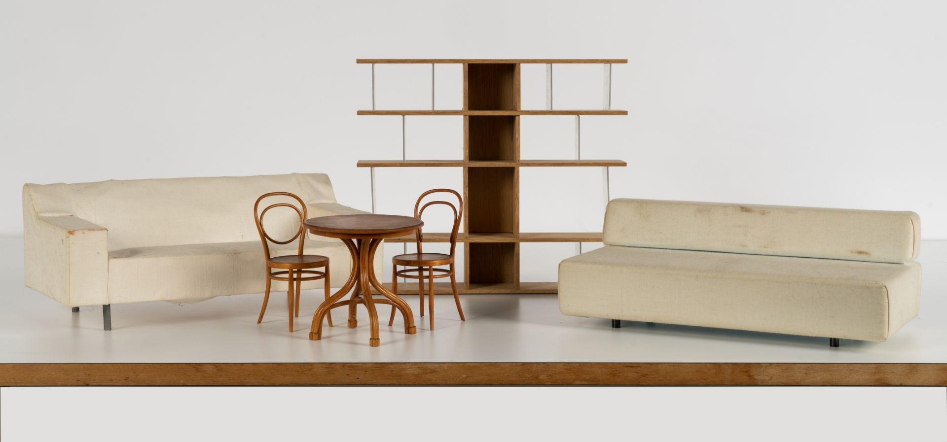 A collection of three maquettes of furniture designed by Sir Terence Conran, together with three ...