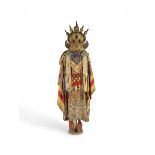 COSTUME DE DANSE RITUELLE CHITIPATI AVEC MASQUE EN PAPIER-M&#194;CH&#201;, ROBE ET BOTTES EN SOIE...